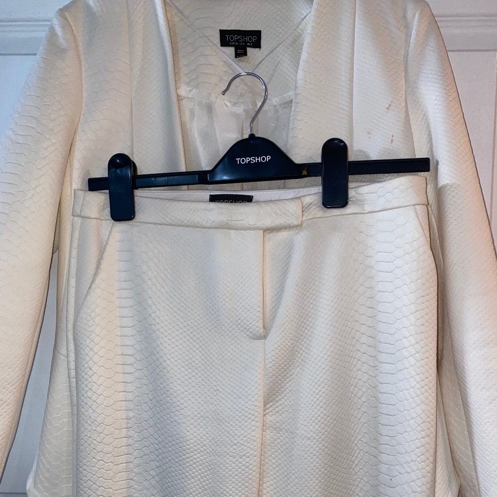 White Croc Blazer and Pants Co-ord